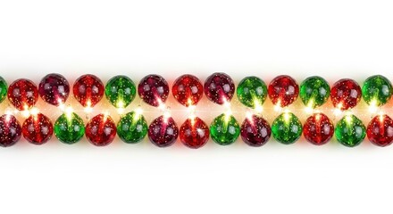 Obraz premium Row of multi-colored glass beads with a white background