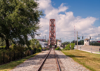 Railway line  leading to old railway line drawbridge
