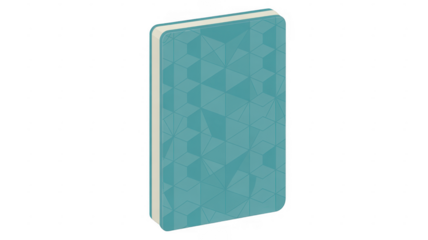 A teal journal with a geometric pattern isolated on a transparent background