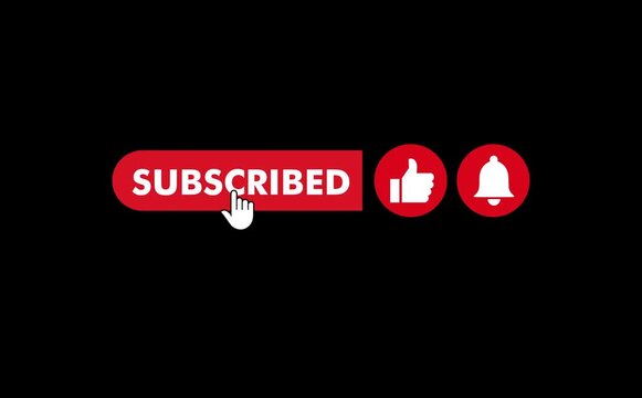 4K animation of Like and Subscribe notification bell buttons on black screen and green screen.