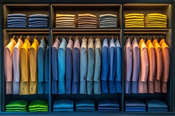 Fototapeta premium selective focus close up of tailored clothing displayed by style and hue