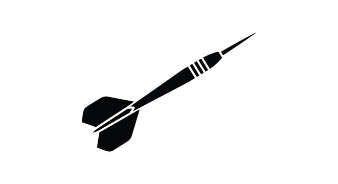 A strikingly simple depiction of a black dart in flight elegantly presented as a silhouette