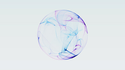 Abstract blue and purple energy sphere with smooth flowing light ribbons and soft gradients on bright background. Futuristic digital orb with calm motion.Seamless loop. 4k 60fps