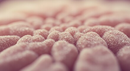 Close-up view of a textured, pale pink surface with a repeating pattern of small bumps and ridges.  Soft, diffused light