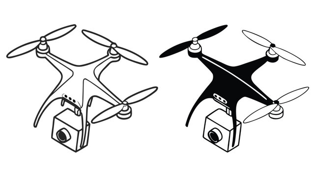 Illustration of two drones one light and one dark showcasing design details as a silhouette