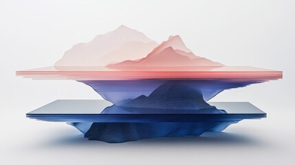 Abstract layered translucent colored acrylic sheets create a vibrant and ethereal art piece with a sense of depth and light