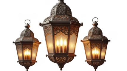 Elegant traditional lanterns illuminating warm light