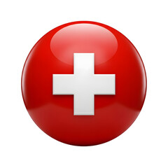 Red swiss cross symbol isolated on transparent background