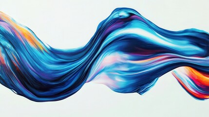 Vibrant blue and purple acrylic paint swirling smoothly with organic fluid movement against a white background