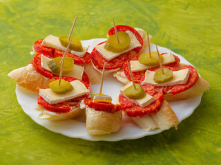 Tasty appetizer on white plate