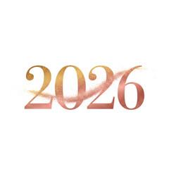 Glowing orange 2026 isolated on transparent background