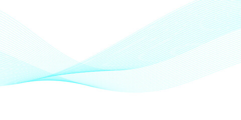 Abstract blue wave lines isolated on white background with flowing curved linear patterns, smooth parallel curves creating elegant motion, balance, and modern technology vector harmony