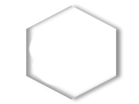 Transparent Hexagonal Glass Plate with Refractive Edges and Realistic Shadow Effects on a Checkerboard Background.