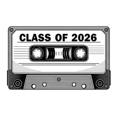 Vintage cassette tape isolated on transparent background