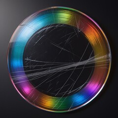 Abstract colorful background vector illustration featuring digital radar circles and light patterns in a blue and green 3d technology space design with a rainbow target shape