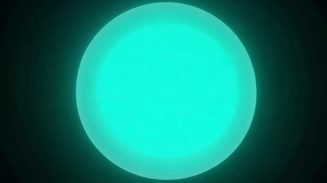 Pulsing Cyan Energy Sphere. Simple glowing aqua ball or planet in void. Minimalist sci-fi orb motion background.