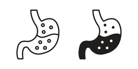 Stomach icon in filled, thin line, stroke style for website and apps