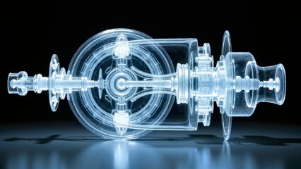 Light Blue Mechanical Wheel Set Art Picture