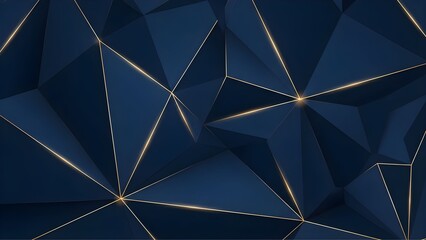 Dark blue geometric pattern with golden lines and triangles
