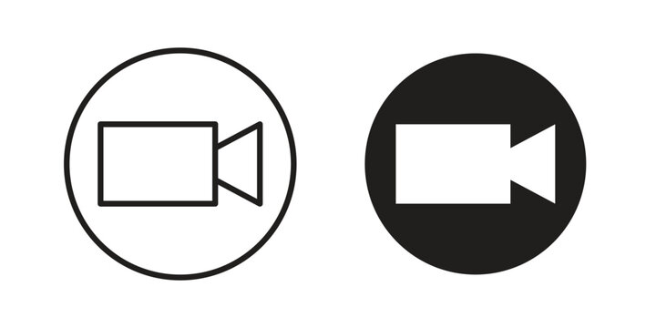 Video chat icon in filled, thin line, stroke style for website and apps