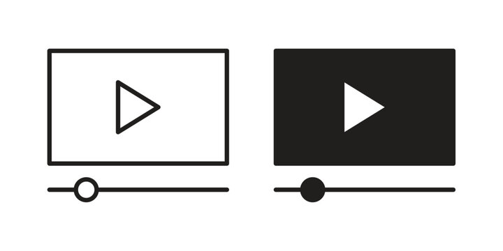 Video tutorial icon in filled, thin line, stroke style for website and apps