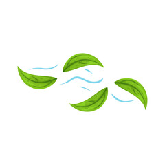 Illustration of Green Leaves Blowing in the Wind  