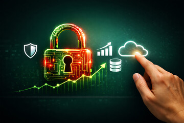 Cyber Security And Cloud Data Protection Concept With Digital Lock