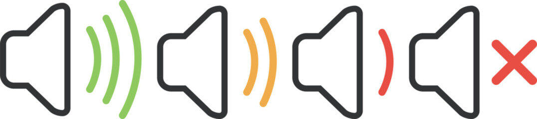 音量スピーカーのフラットアイコンセット