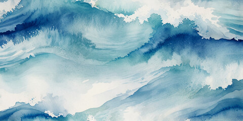 Abstract blue watercolor paint background with fluid liquid and alcohol ink grunge texture, horizontal ocean sea wave isolated on clean white background © Vactor Viky