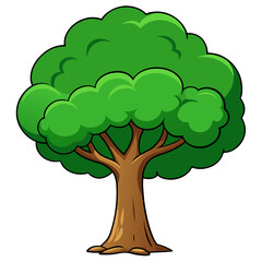 vector tree with green leaves