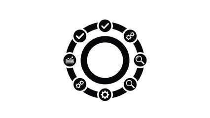 Business process management cycle infographic with icons and symbols on white background for workflow optimization and strategy planning