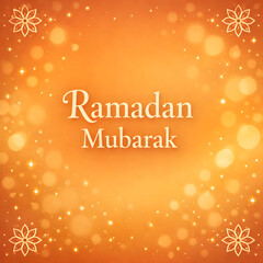 Create an minimal Ramadan Mubarak greetings card in color background