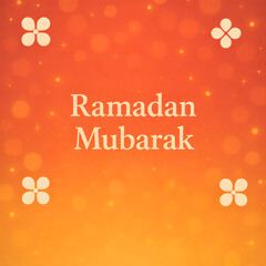 Create an minimal Ramadan Mubarak greetings card in color background