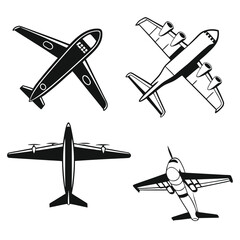 Four Silhouettes of Airplanes in Different Views aircraft