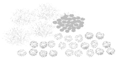 Sketch of various plant arrangements and shrubbery from a top down perspective © Suresh