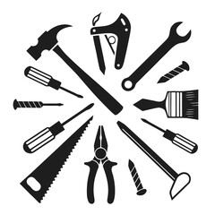 Radial Arrangement of Black Silhouettes of Hand