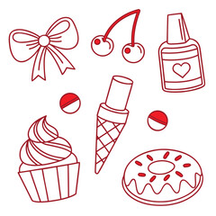 Red Outline Sweet Treats and Decorations Collection