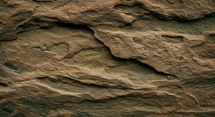 Close-up view of textured brown rock face.  Rough surface with varied shades of brown
