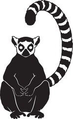 Black and white lemur with striped tail sitting on a surface also transparent background animal wildlife © MeJaMa