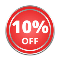 10 percent off round sticker isolated on transparent background.