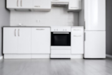 Blurred empty open space home, Stylish apartment interior with modern room. Idea for home design