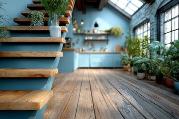 Blurred empty open space home, Stylish apartment interior with modern room. Idea for home design