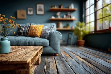 Blurred empty open space home, Stylish apartment interior with modern room. Idea for home design