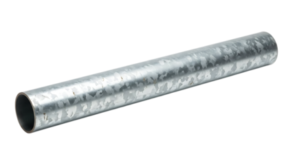 A galvanized steel pipe isolated on a black background