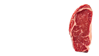 Fototapeta premium Isolated raw steak cut with visible marbling on a white background, food ready for compositing on white and transparent background