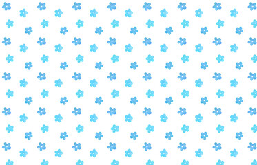 青色の花柄背景　水彩風