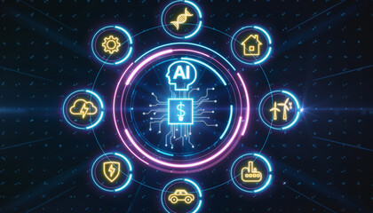 AI Chip Design Depicting Futuristic Technology with Innovation, digital and information concepts. This design shows technology advancements