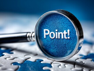 虫眼鏡でPointを可視化し全体像の中から重要ポイントを明確に示すビジネスイメージ