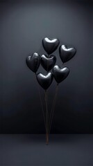 Anti valentine black heart balloons background for emotional distance concepts