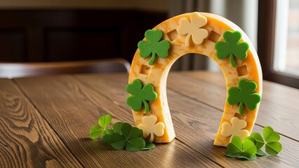 Decorative waffle horseshoe with shamrocks